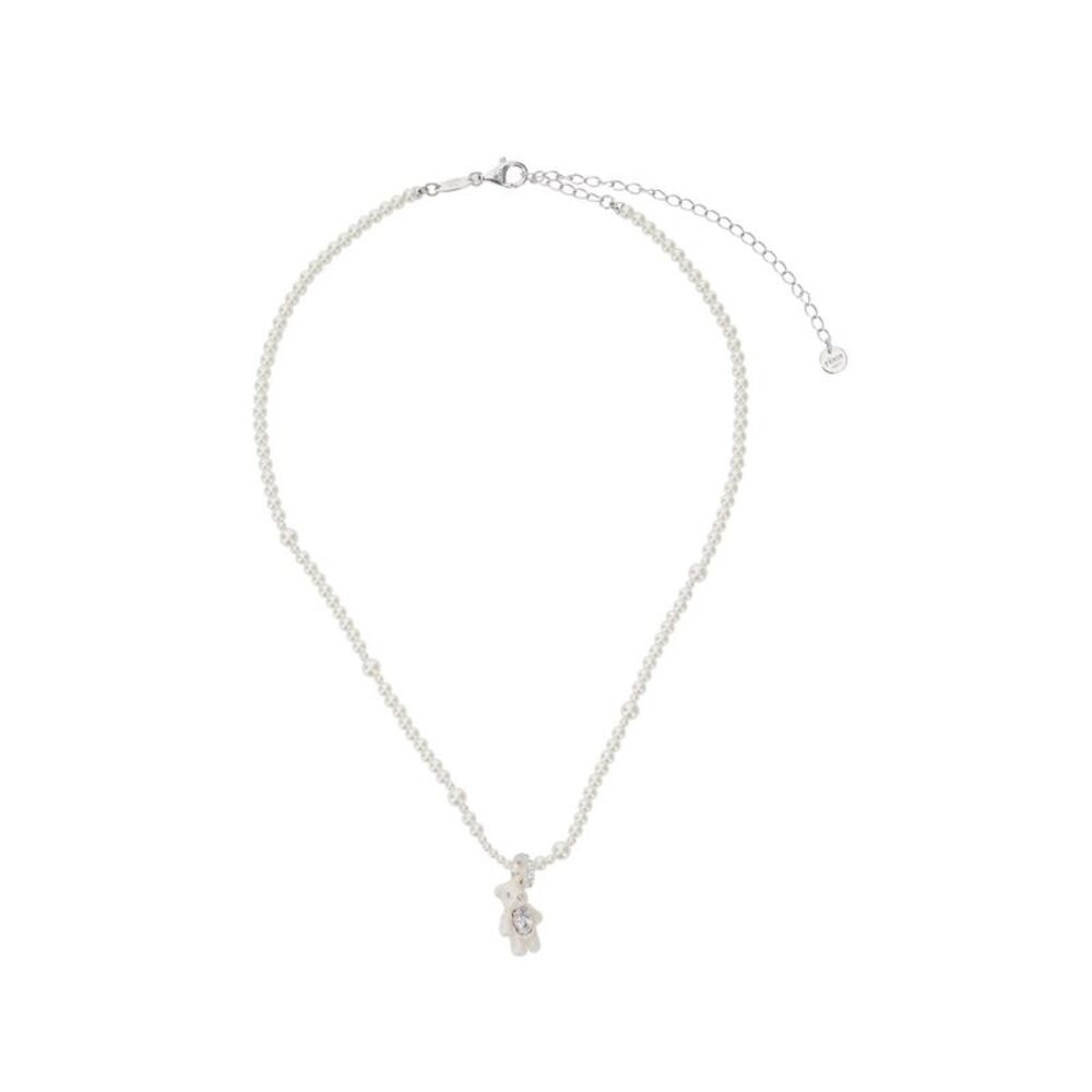 Yvmin Women Mini Bear Pearl Gradient Color Necklace